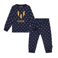 Piżamy chłopięce - Messi Piżama Dla Dziecka, Niebieski zestaw piżamy z logo wzór, Odzież oficjalna dla dzieci, Biały, Granatowy - miniaturka - grafika 1