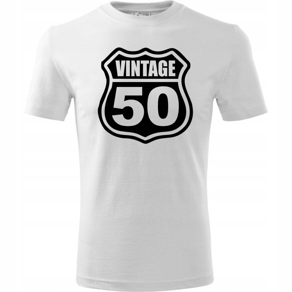 Męska Koszulka z Nadrukiem vintage 50 na Prezent Urodziny Idealny dla Niego biały XXL