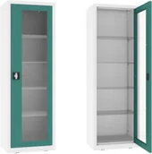 Meble i wyposażenie gabinetów medycznych - NSML.101.9010.6033 szafa lekarska 1-skrzydłowa 1-komorowa biało-zielona - miniaturka - grafika 1