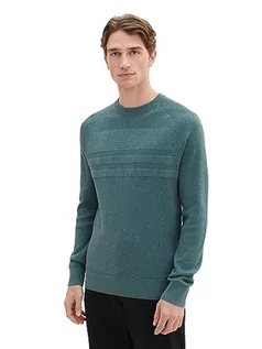 Swetry męskie - TOM TAILOR sweter męski, 32619 – zielony (Green Dust Melange), XL - grafika 1