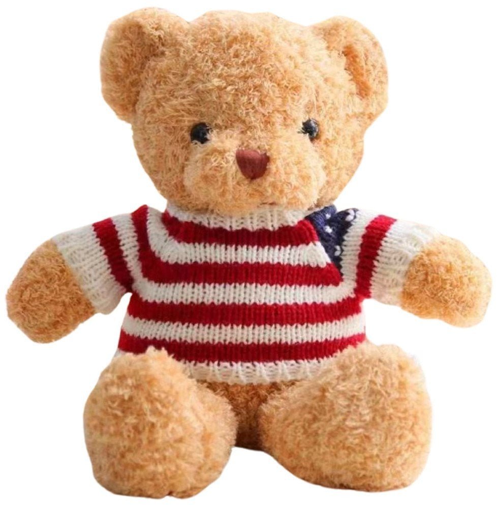 Pluszowa Maskotka Przytulanka Miś W Koszulce W Paski Kremowy 32cm EDUKAMP