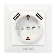 Gniazdka elektryczne - LogiLink PA0162 gniazdko elektryczne 2 x USB + CEE 7/3 Biały - miniaturka - grafika 1