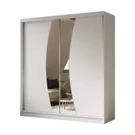 Szafy - AGMAT Szafa z drzwiami przesuwnymi Bergen, Szafa z 2 drzwiami i lustrem, Nowoczesna szafa w kolorze: Biały / Biały, Szafa w rozmiarze: 200 x 216 x 61 cm - miniaturka - grafika 1
