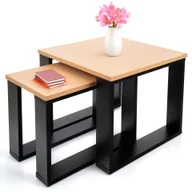 Ławy i stoliki kawowe - Stolik kawowy LEHMANN 2 szt ława loft DĄB NATURE stiliki 50x50 + 50x30 EXCLUSIVE - miniaturka - grafika 1