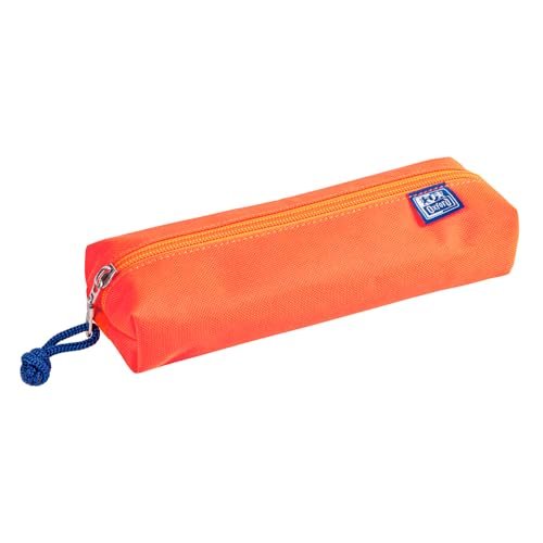 Oxford, Favorit średni okrągły piórnik na długopisy, 1 komora z zamkiem błyskawicznym, 7 x 21 l x wys. 4 cm, neonowy pomarańczowy