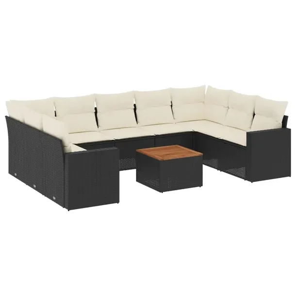 Modułowy zestaw mebli ogrodowych rattan PE, czarny, 62 x 62 x 69 cm