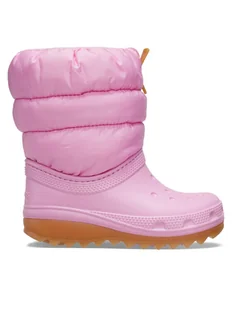 Crocs Śniegowce Classic Neo Puff Boot K 207684 Różowy - Buty dla dziewczynek - miniaturka - grafika 1