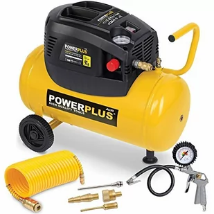 POWER plus Wysokiej jakości bezolejowy kompresor sprężonego powietrza firmy Varo, maksymalne ciśnienie 8 lub 10 bar i różne rozmiary zbiornika 6-50 litrów, żółty POWX1705 - Sprężarki i kompresory - miniaturka - grafika 1