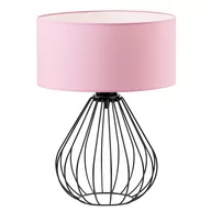 Lampy stojące - Czarna lampa stołowa do pokoju dziecka LUKKA z różowym kloszem - miniaturka - grafika 1