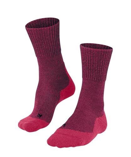 FALKE Kobiety Skarpety do wędrówek TK1 Adventure Wool W So Oddychający I Szybkoschnący przeciw pęcherzom grube 1 Para, Różowy Azalea 8566, 37-38