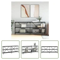Konsole i sekretarzyki - The Living Store Stół konsola czarny 180x30x75 cm materiał drewnopochodny i żelazo - miniaturka - grafika 1