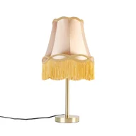 Lampy stojące - QAZQA Klasyczna lampa stołowa mosiężna z abażurem granny gold 30 cm - Simplo - miniaturka - grafika 1