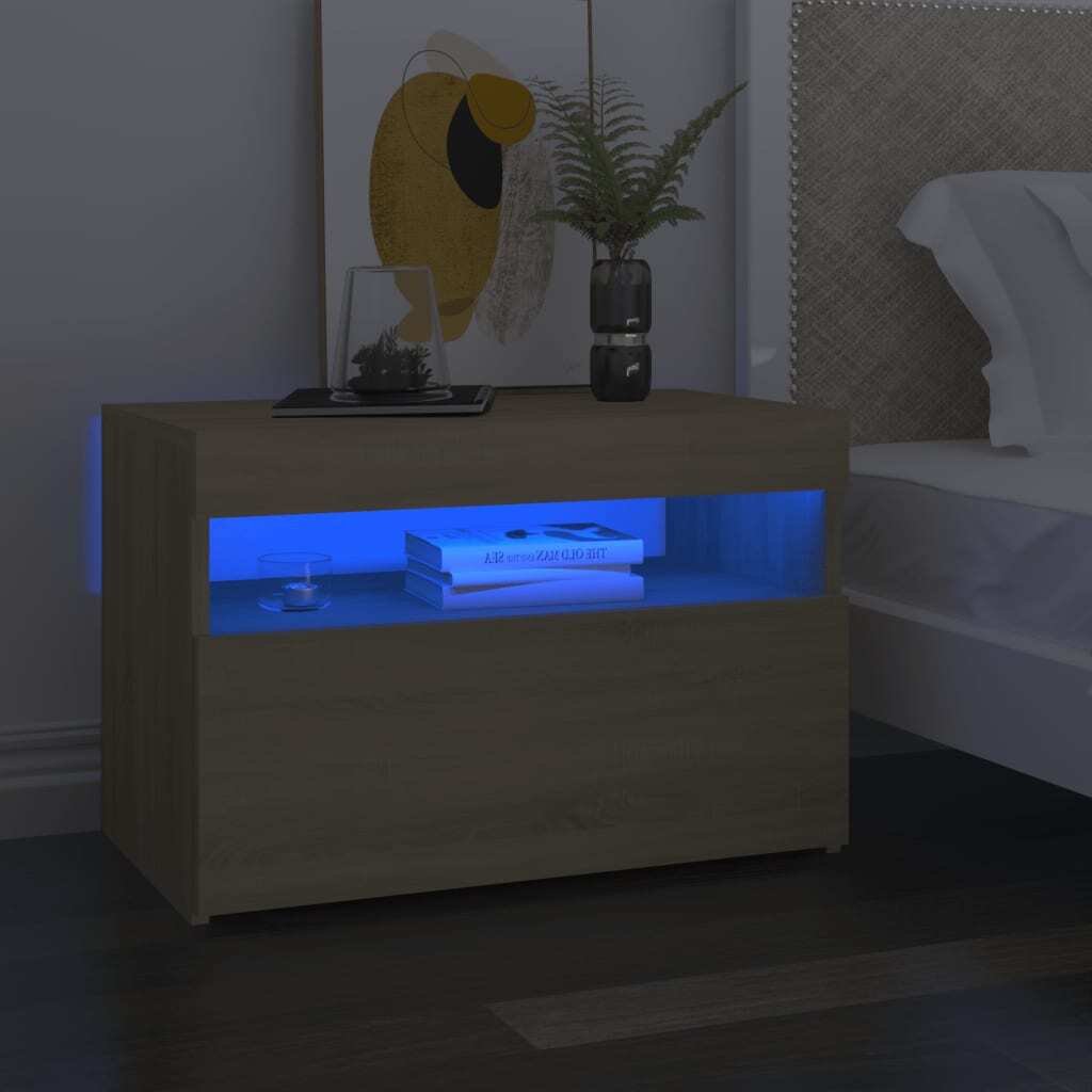 Szafki nocne z oświetleniem LED 2 szt. dąb sonoma 60x35x40 cm