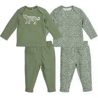 Śpiochy dla niemowląt - Meyco Baby Cheetah, 2-pak Piżama dla niemowląt (piżama wykonana w 100% z bawełny, miękka, oddychająca, przyjazna dla skóry, spodnie z gumką w pasie, można łączyć ze sobą, rozmiar: 62/68), Forest green - miniaturka - grafika 1
