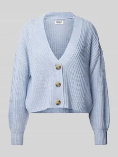 Kurtka z dzianiny o kroju regular fit z guzikami z imitacji rogu model ‘CAROL’ - Swetry damskie - miniaturka - grafika 1