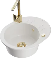 Zlewozmywaki z baterią - Mexen Kevin zlewozmywak granitowy 1-komorowy z ociekaczem i baterią kuchenną Rita, biały - 6517-20-670300-50 - miniaturka - grafika 1