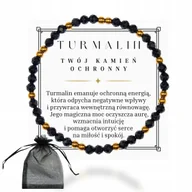 Bransoletki - Bransoletka CZARNY TURMALIN i HEMATYT Kamień Naturalny Damska Prezent 17cm, bez marki, - miniaturka - grafika 1