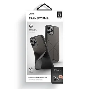 UNIQ etui Transforma iPhone 12/12 Pro 6,1" szary/charcoal grey - Etui i futerały do telefonów - miniaturka - grafika 7