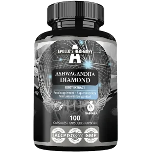 APOLLO'S HEGEMONY ASHWAGANDHA DIAMOND ŹEŃ-SZEŃ INDYJSKI 100 KAPSUŁEK - Suplementy naturalne - miniaturka - grafika 1