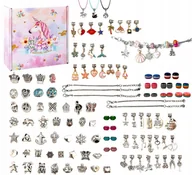 Biżuteria dla dzieci - KREATYWNY ZESTAW KORALIKI DO ROBIENIA BRANSOLETEK DUŻY CHARMS 129 ELEMENTÓW - miniaturka - grafika 1