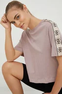 Koszulki sportowe damskie - Guess t-shirt bawełniany kolor fioletowy - miniaturka - grafika 1
