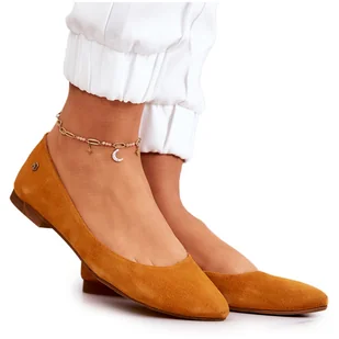 Damskie Zamszowe Baleriny Maciejka 04100-44 Ciemnożółte wielokolorowe - Baleriny - miniaturka - grafika 1