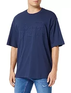 Bluzy męskie - Armani Exchange Męska bluza polo z nadrukiem z nadrukiem z grubej koszulki, z krótkim rękawem, niebieski, M - miniaturka - grafika 1