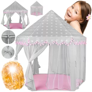 Namiot Domek Dla Dzieci Do Domu Ogrodu Pokoju Różowy Pałac + Lampki Led - Namioty i tipi dla dzieci - miniaturka - grafika 1