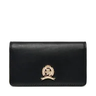 Portfele - Duży Portfel Damski Tommy Hilfiger Luxe Leather Med Flap AW0AW16576 Czarny - miniaturka - grafika 1