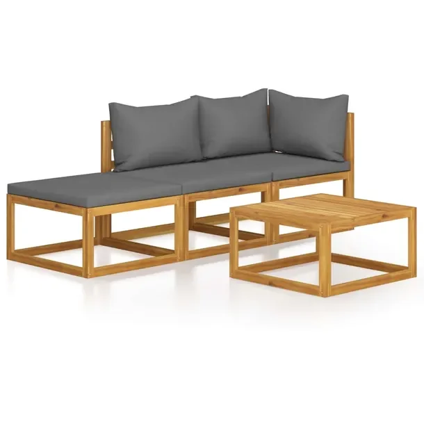Zestaw Mebli Ogrodowych z Litego Drewna Akacjowego, Stół 68x68x29cm, Sofa