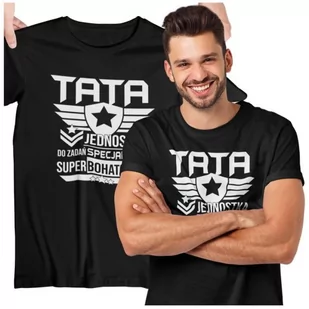 Koszulka dla TATY modny prezent na Dzień Ojca Stylowa koszulka TATA JEDNOSTKA DO ZADAŃ SECJALNYCH SUPERBOHATERÓW kolor czarny - Gadżety dla niej i dla niego - miniaturka - grafika 1