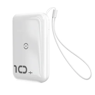 Baseus Mini S power bank 10000mAh 18W bezprzewodowa ładowarka Qi 10W USB / USB Typ C PowerDelivery QC3.0 biały (PPXFF10W-02) - Ładowarki do telefonów - miniaturka - grafika 1