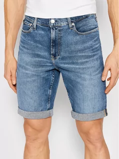 Spodenki męskie - Calvin Klein Jeans Szorty jeansowe J30J320520 Niebieski Slim Fit - grafika 1