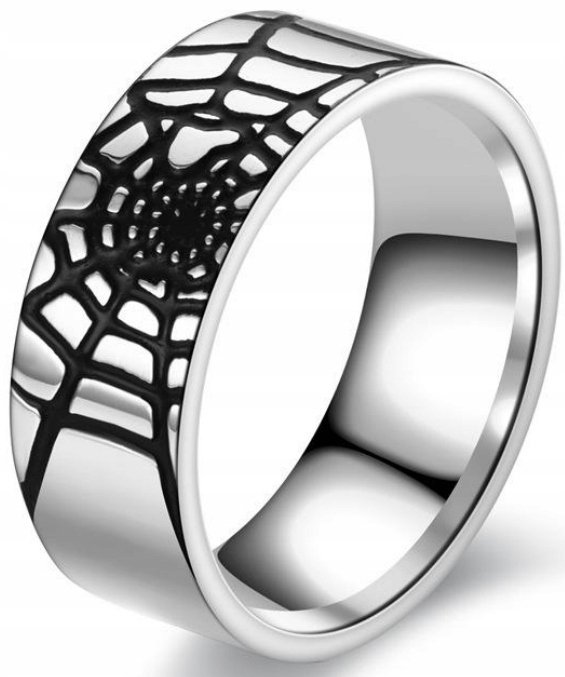 Srebrny Pierścień Sygnet Spider-Man Pajęczyna Ring