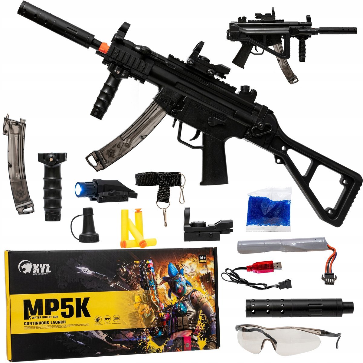 Karabin Na Kulki Wodne Pistolet Na Kulki Żelowe Z Latarką 2W1 Dwa Tryby