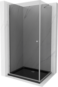 Kabiny prysznicowe - Mexen Pretoria kabina prysznicowa uchylna 80x90 cm, grafit, chrom + brodzik Flat, czarny - 852-080-090-01-40-4070 - miniaturka - grafika 1