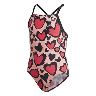 adidas Dziewczęcy kostium kąpielowy, Glopnk/Powpnk/czarny, 170 - Stroje kąpielowe - miniaturka - grafika 1