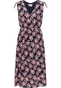 usha Damska sukienka z kwiatowym nadrukiem, granatowa różowa, L - Sukienki - miniaturka - grafika 1