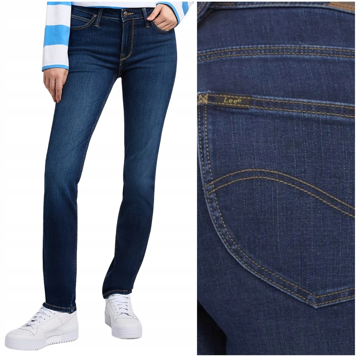 Lee Elly slim Glossed dopasowane damskie proste spodnie jeansowe W25 L31