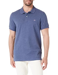 GANT Męska koszulka polo Slim Shield Ss Pique, Dark Jeansblue melanż, S - Koszulki męskie - miniaturka - grafika 1