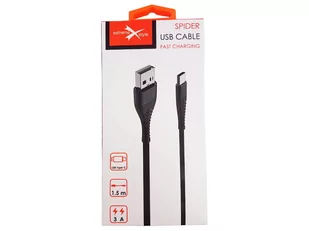 eXtreme Przewód Spider USB A - USB C - 1,5m - czarny TKN-17050 - Kable USB - miniaturka - grafika 1