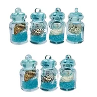 Czasopisma - Zawieszki Buteleczki Świecące w Ciemności z Muszelką Niebieskie 8 szt. - miniaturka - grafika 1