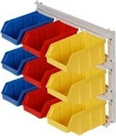 Pojemniki przemysłowe - qBox Wieszak do zawieszania pojemników warsztatowych, wym. wieszaka 326 x 263 mm - 9 pojemników Pojemniki z pojemnikami - miniaturka - grafika 1