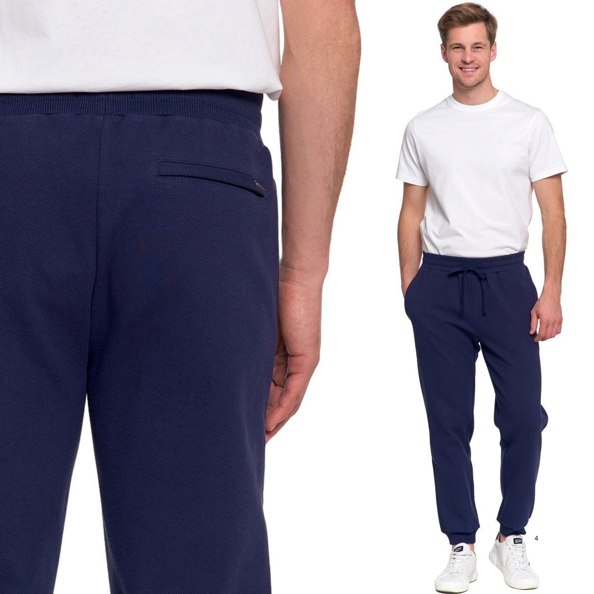 SPODNIE MĘSKIE DRESOWE BAWEŁNIANE Z KIESZENIAMI WIĄZANE WYGODNE MORAJ XL NAVY