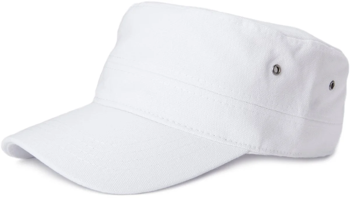 styleBREAKER Czapka wojskowa unisex,płótno bawełniane, Biały