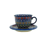 Filiżanki - Ceramiczna filiżanka i spodek Ceramika Bolesławiec - miniaturka - grafika 1