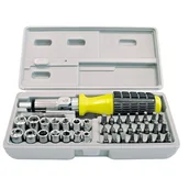 Śrubokręty - MEGA 10013 Wkrętak z grzechotką i bitami zestaw 40 elementów, 10013 - miniaturka - grafika 1