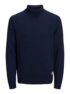 JACK & JONES Jorwoodland Knit Roll Neck sweter męski, granatowy blezer, XL - Swetry męskie - miniaturka - grafika 1