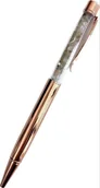Długopisy - TYPO- Długopis różowe złoto z białymi kamyczkami Czarny - miniaturka - grafika 1