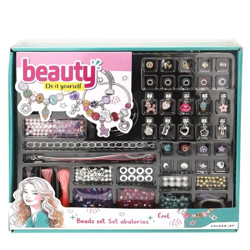 ColorBaby Beauty Making Bracelet Kit Zestaw koralików i charmsów Tworzenie spersonalizowanej biżuterii z koralikami, kreatywny prezent, DIY, zabawki dla dziewczynek 3 lata, zestawy biżuterii dla